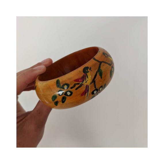 Vintage Hand Painted Wooden Bangle - image 6