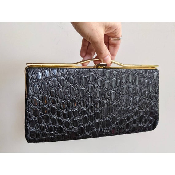 Vintage Black Leather Clutch - image 7