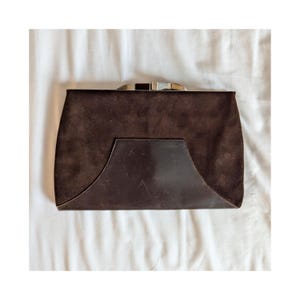 Vintage 1930&#39;s Suede + Leather Clutch
