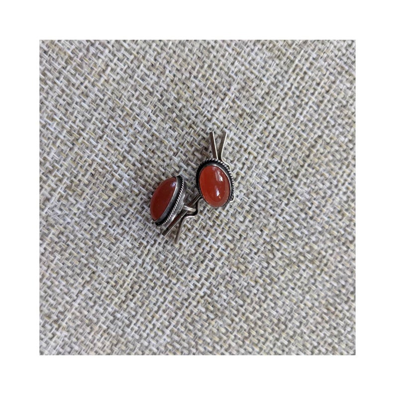 Vintage Red Agate Silver Cufflinks image 5