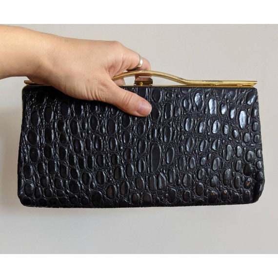 Vintage Black Leather Clutch - image 1