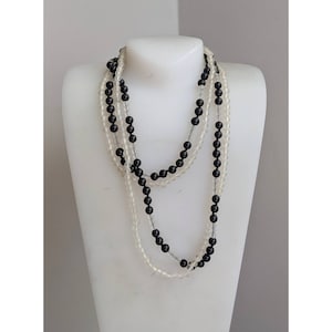 Vintage Black + White Beaded Necklace Strands