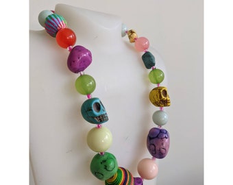 Multi Bead Colorful Statement Necklace