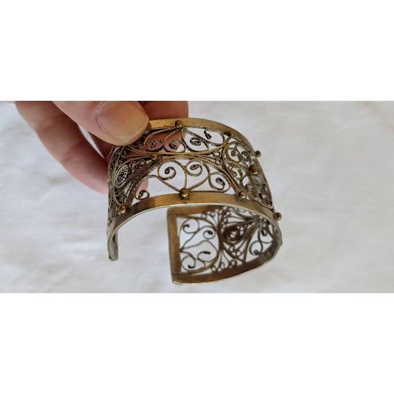 Vintage Metal Wire Wrapped Cuff Bracelet - image 3