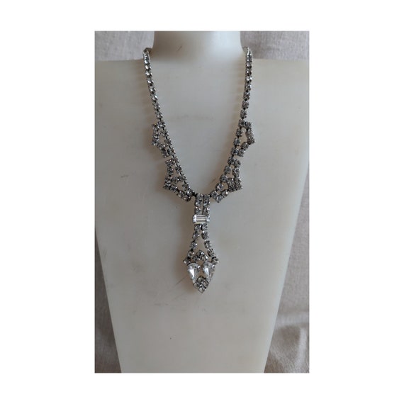 Vintage Rhinestone Crystal Necklace - image 1