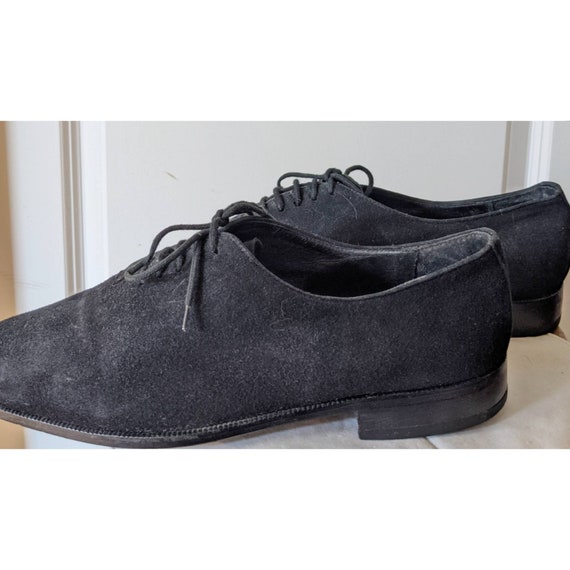 Vintage Men's Oxford Shoes in Black Suede Leather Gem