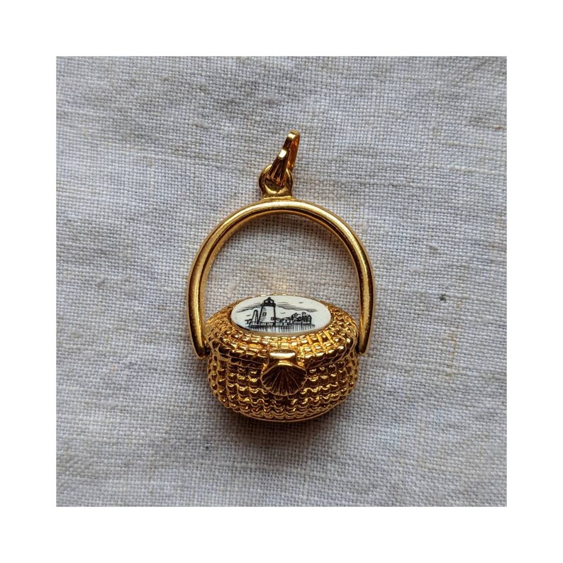 Vintage Nantucket Basket Charm Necklace Etsy