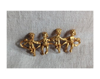 Vintage Signed Kirks Folly Cherubs Brooch