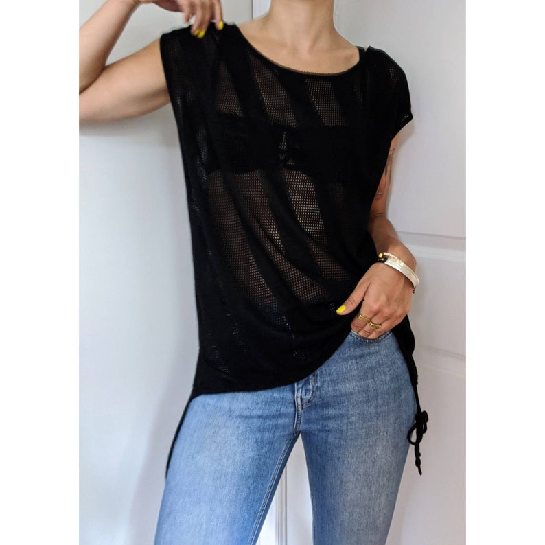 Vintage DKNY Mesh Tank w Adjustable Straps