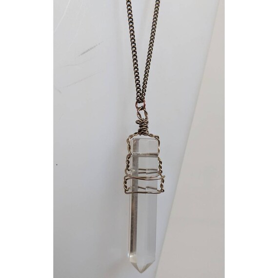 Vintage Wire Wrapped Quartz Crystal Necklace - image 5