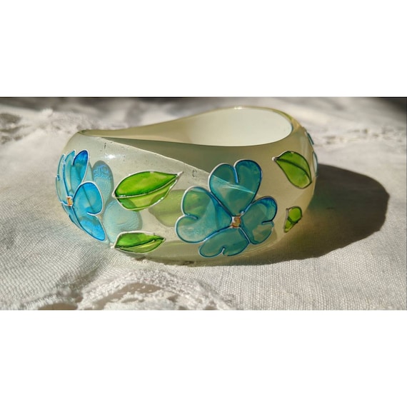 Vintage Hand Painted Bangle - image 2