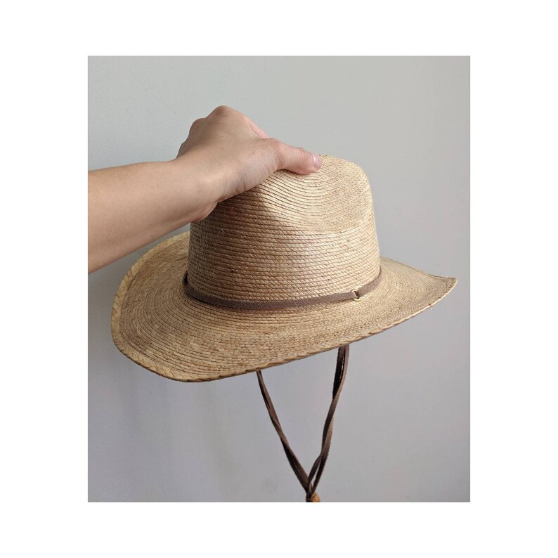 Vintage Straw Cowboy Hat W/ Adjustable Strap Etsy