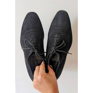 Vintage Men&#39;s Oxford Shoes in Black Suede Leather
