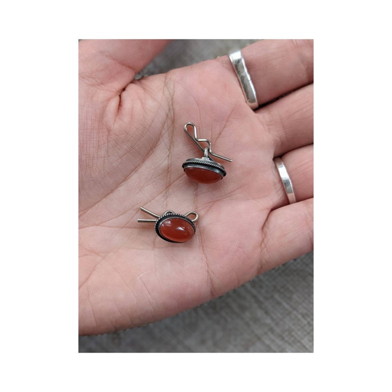 Vintage Red Agate Silver Cufflinks image 3