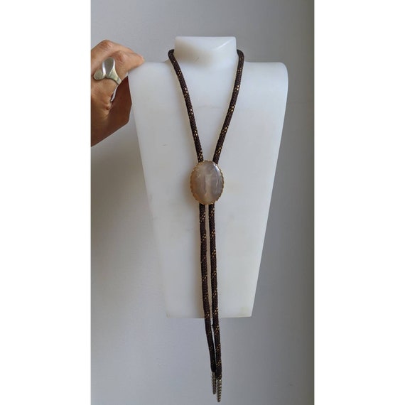 Vintage Women s Bolo Tie Necklace W Oregon Agate Stone Pendant