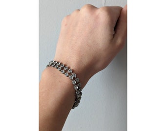 Vintage With Clasp Clear Rhinestone Tennis Bracelet