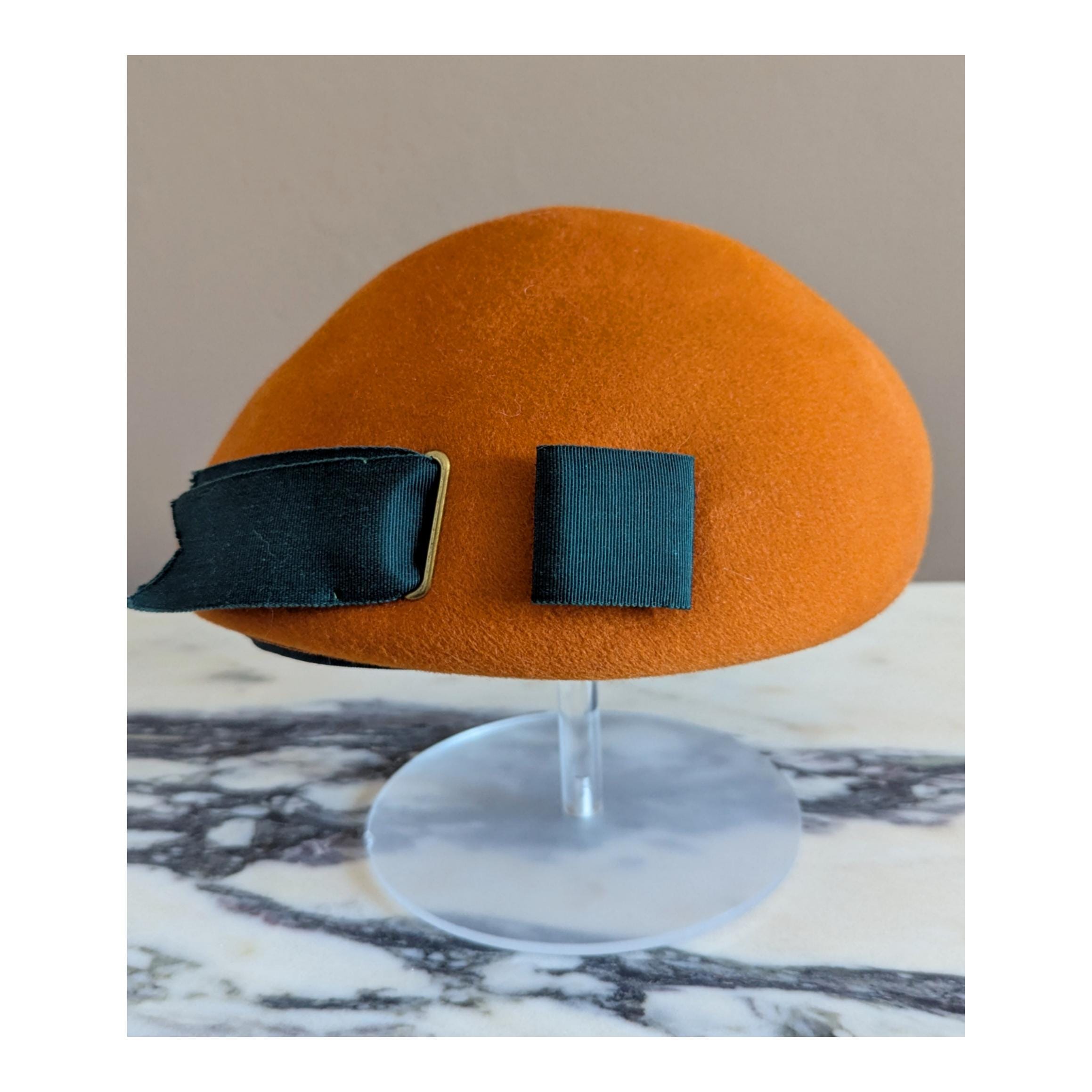 STUNNING… 1950’s vintage Glenover Burnt Orange Wool hat w/ large side ribbon Glenover Wool Hat - Etsy main image 2