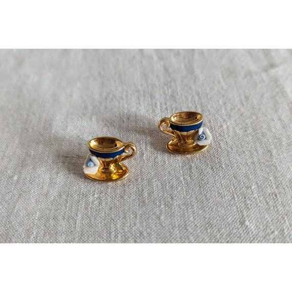 Vintage Ceramic Tea Cup Stud Earrings