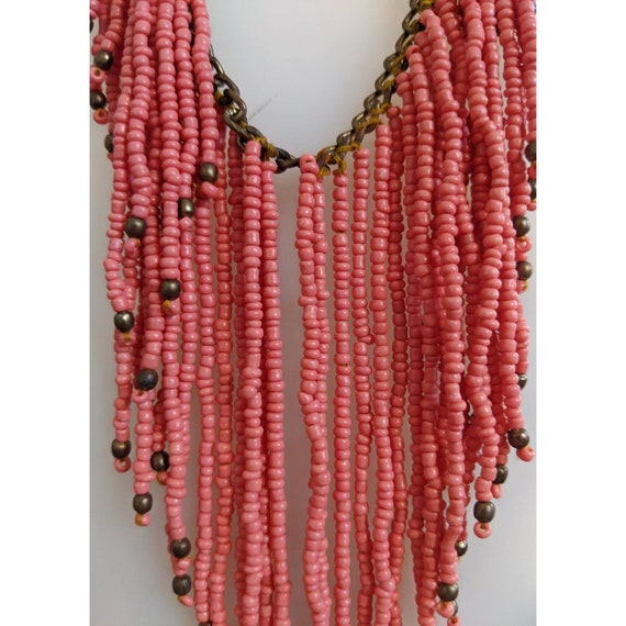 Vintage Beaded Fringe Necklace - image 3