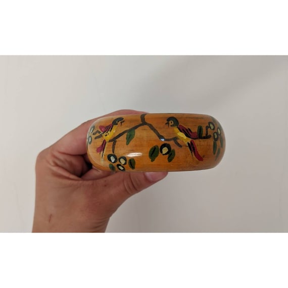 Vintage Hand Painted Wooden Bangle - image 1