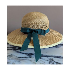 Vintage Straw Sun // Gardening Hat w/ Adjustable Strap