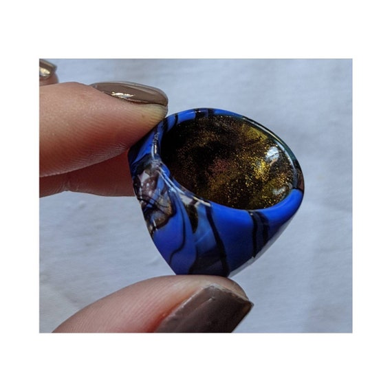 Vintage Cobalt Blue Glass Ring - image 4