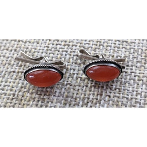 Vintage Red Agate Silver Cufflinks image 6