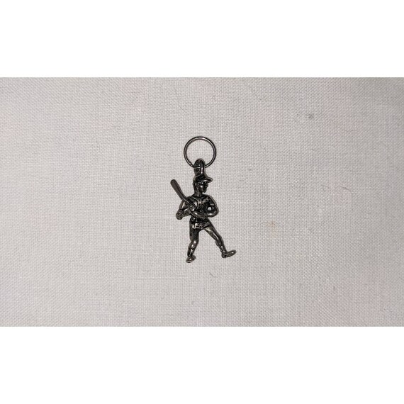 Mini Silver Baseball Player Charm - image 1