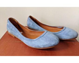 light blue suede flats