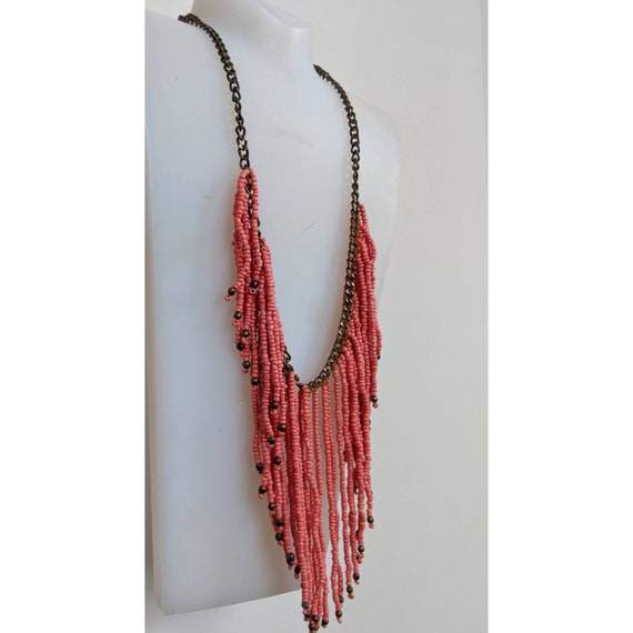 Vintage Beaded Fringe Necklace - image 2