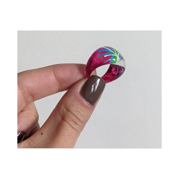 Vintage Colorful Lucite Statement Ring - image 4