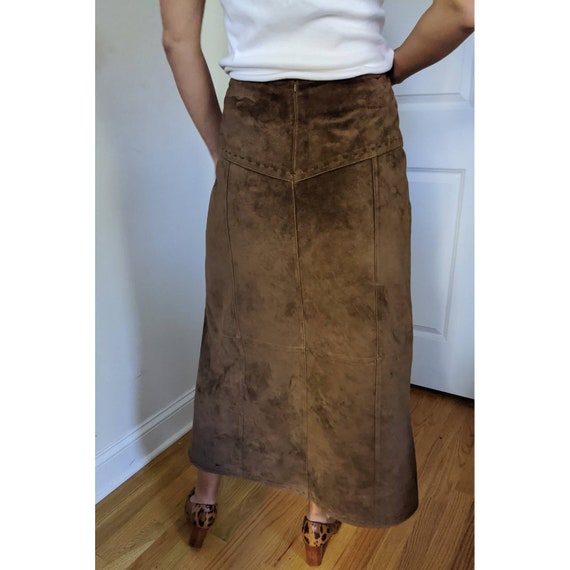 Vintage Brown Seude Leather Skirt - image 4