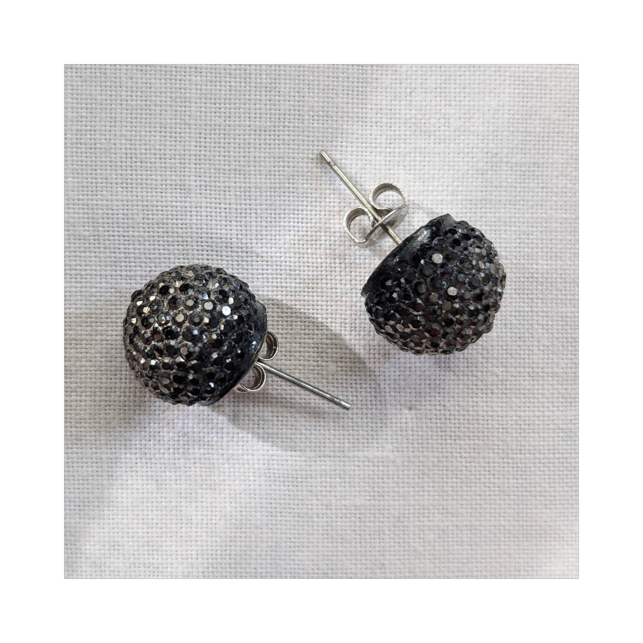 Vintage Black Crystal Stud Earrings Etsy