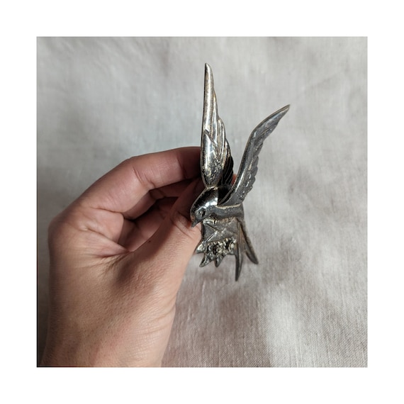 Large Mexican Sterling Silver Swallow Delivering … - image 2