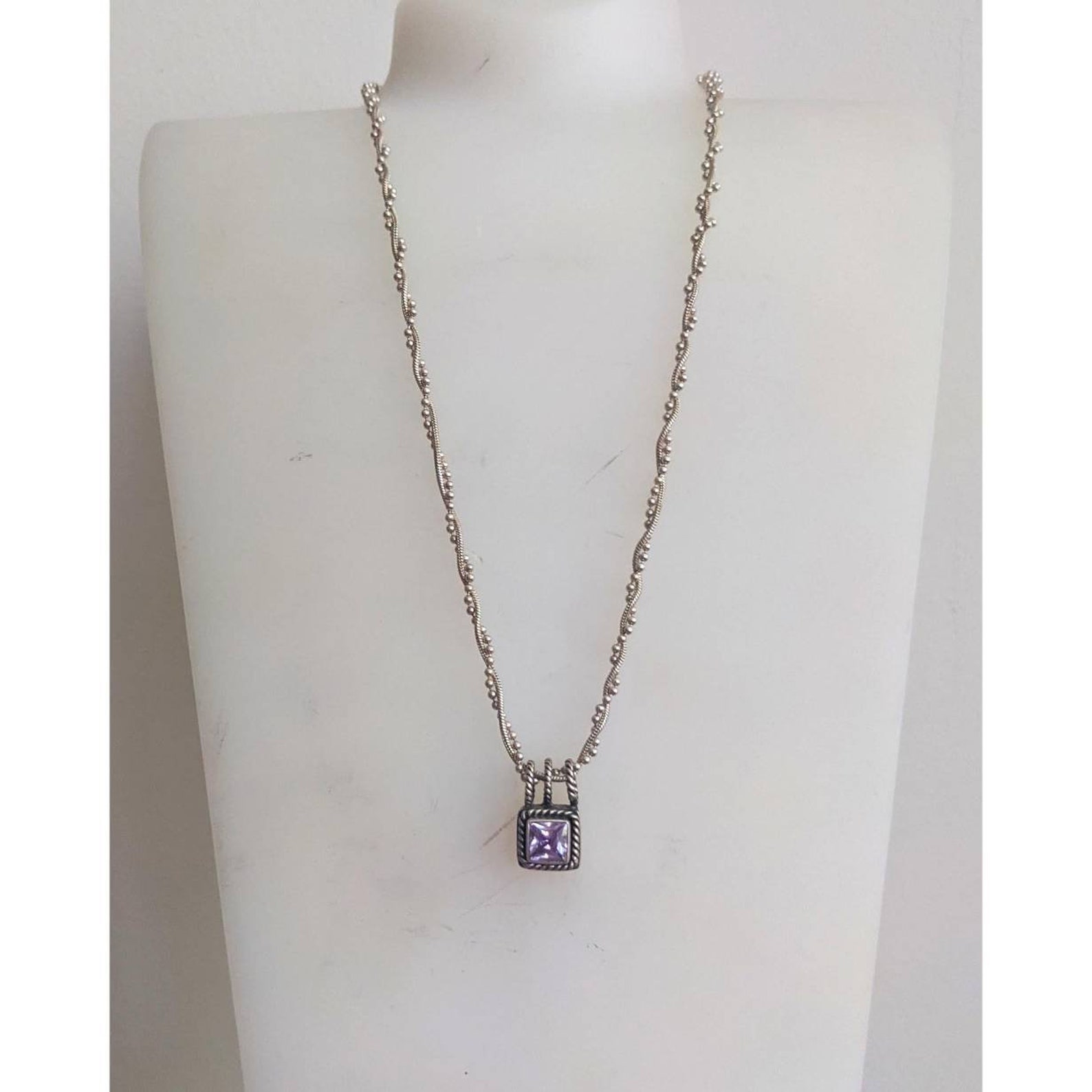 Vintage Lori Bonn Sterling Silver Gemstone Pendant Necklace - Etsy