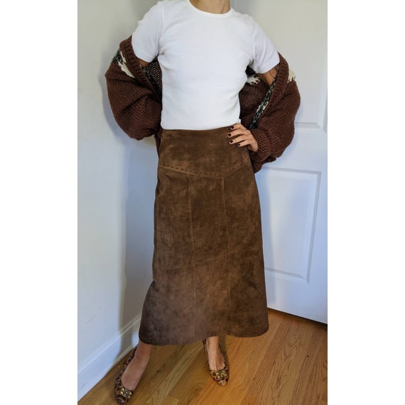 Vintage Brown Seude Leather Skirt - image 1