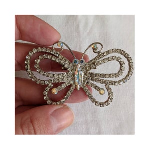 Vintage Rhinestone Butterfly Brooch