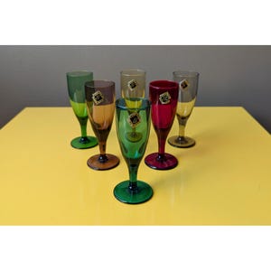 Vintage Colorful Mini Cocktail // Wine Drinking Glasses