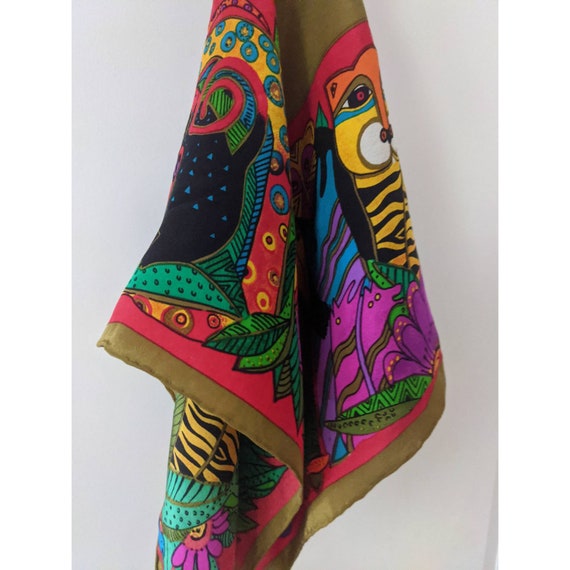 Vintage Laurel Burch Silk Neck Scarf - image 6