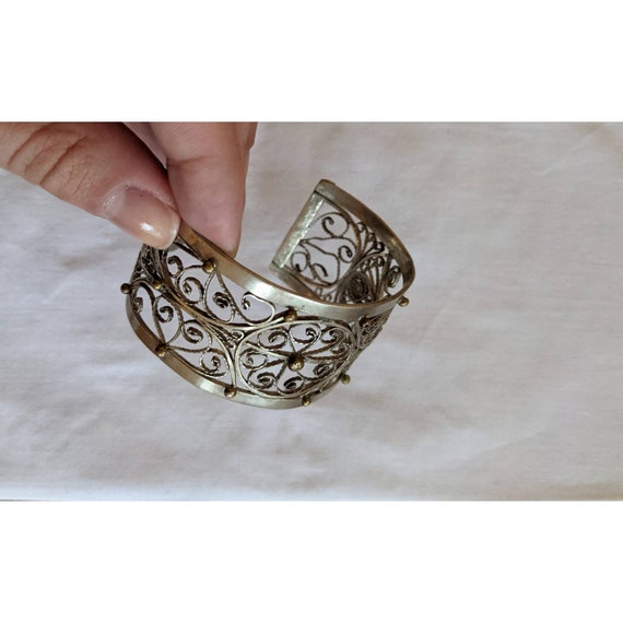 Vintage Metal Wire Wrapped Cuff Bracelet - image 4