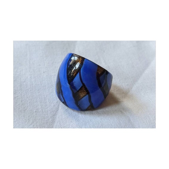 Vintage Cobalt Blue Glass Ring - image 2