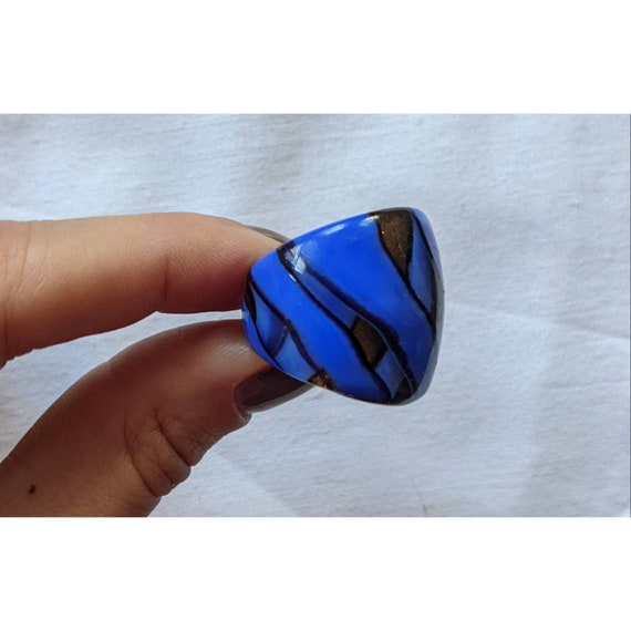 Vintage Cobalt Blue Glass Ring - image 5