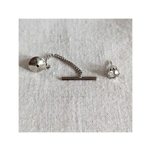 Vintage argent clair revers avec strass // épingles à cravate