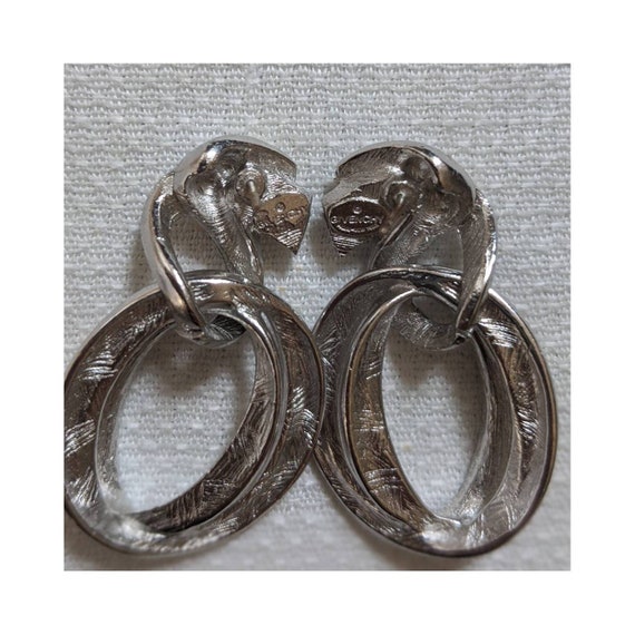 Vintage Givenchy Double Hoop Silvertone Earrings - image 4