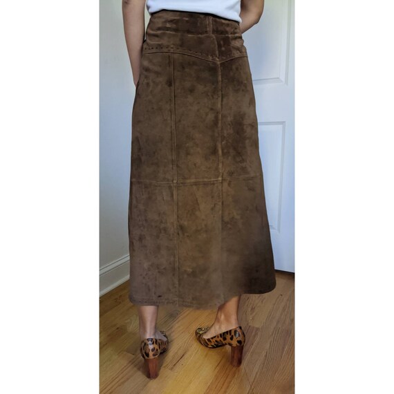 Vintage Brown Seude Leather Skirt - image 3