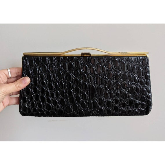 Vintage Black Leather Clutch - image 6