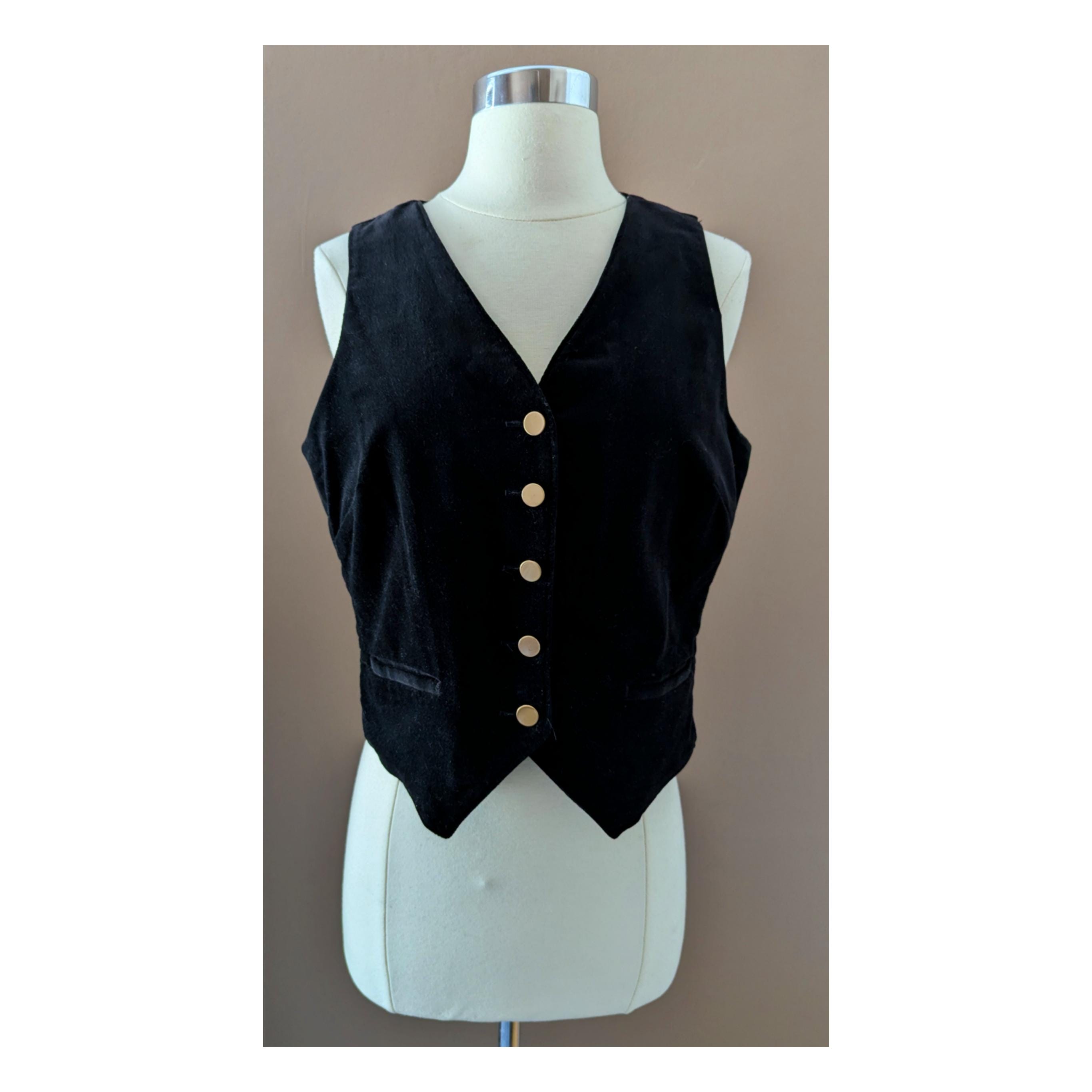 Vintage Women's Black Velvet Vest