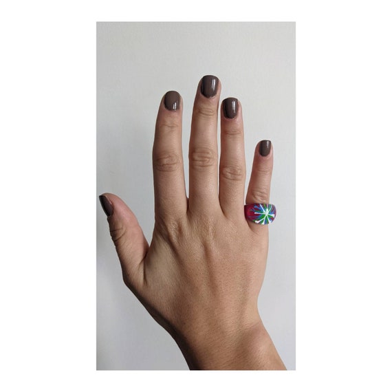Vintage Colorful Lucite Statement Ring - image 1