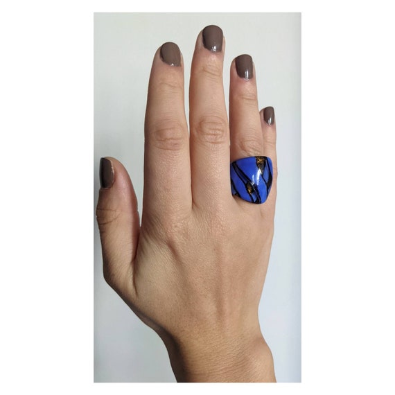 Vintage Cobalt Blue Glass Ring - image 6