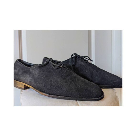 Vintage Men's Oxford Shoes in Black Suede Leather Gem